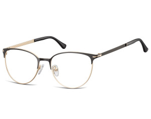 Okulary oprawki korekcyjne kocie oczy zerówki Sunoptic 914B złoto-czarne