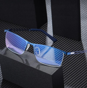 Żyłkowe męskie okulary do komputera TV smartfona BLUE LIGHT zerówki niebieskie 2596B