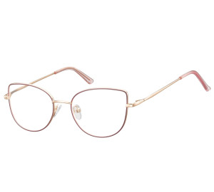 Okulary oprawki korekcyjne kocie oczy zerówki Sunoptic L119E złoto-bordowe