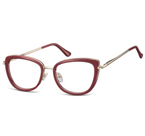 Okulary oprawki korekcyjne kocie oczy zerówki Sunoptic flex MTR-99 bordowo-złote