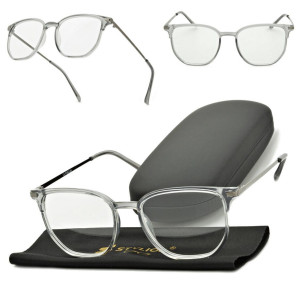 Plusy +2.25 szare okulary do czytania kwadratowe korekcyjne ST322