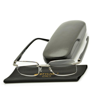 Plusy +3.00 okulary bezramkowe do czytania korekcyjne ST323X czarne