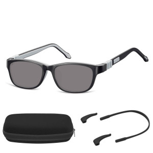 Elastyczne dziecięce okulary przeciwsłoneczne prostokątne + gumka Sunoptic SK5C czarne