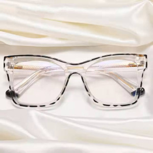 Damskie kwadratowe okulary zerówki do komputera BLUE LIGHT z flexami 25157A Transparentny/Panterka