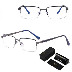 Metalowe półramkowe okulary zerówki z filtrem Blue Light do komputera 25147A grafit/granat