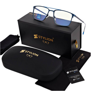 Męskie okulary Antyrefleks zerówki STL280 Blue Light PREMIUM niebieskie