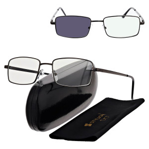 Plusy +4.00 Fotochromowe okulary do czytania z flexami ST342 czarne