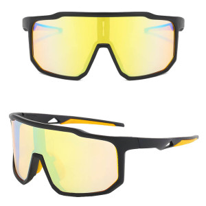 Sportowe okulary przeciwsłoneczne lustrzane STS-02F czarny/żółty