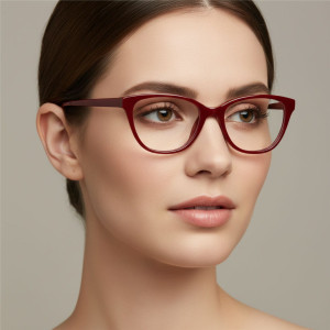 Damskie okulary acetatowe oprawki korekcyjne zerówki kocie AC394E bordowy