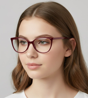 Okulary zerówki Kocie oczy oprawki korekcyjne medium AM67C bordowe