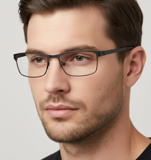 Męskie oprawki korekcyjne zerówki okulary prostokątne M3 czarne