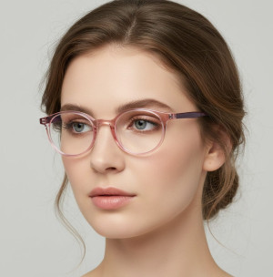 Okrągłe oprawki korekcyjne okulary zerówki TR-97E różowy transparentny