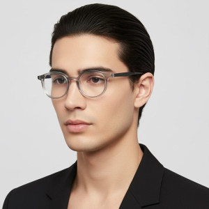 Okrągłe oprawki korekcyjne okulary zerówki TR-97 szary transparentny