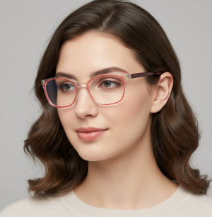 Damskie kocie oprawki korekcyjne okulary zerówki TR-99D bezbarwny/czerwony