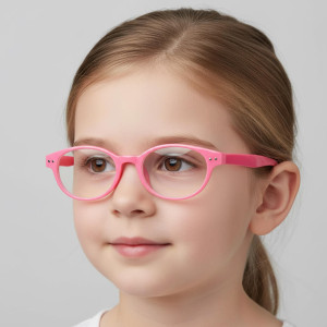 Okulary dziecięce zerówki owalne oprawki korekcyjne PK14B różowe