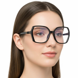 Damskie okulary zerówki z filtrem Blue Light POL-BLF-972KA czarne