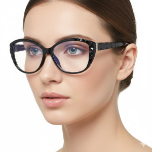 Damskie okulary zerówki z filtrem Blue Light POL-BLF-979K czarne