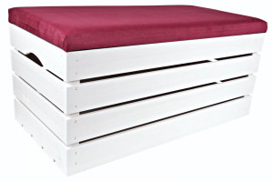 PUFA KUFER SKRZYNIA drewniana sosnowa siedzisko 80cm MALOWANA BIAŁA - 50 wzorów