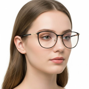 Damskie okulary +1.00 do czytania i komputera z filtrem Blue Light STL277 czarny/złoty