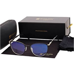Damskie okulary +3.00 do czytania i komputera z filtrem Blue Light STL277 czarny/złoty