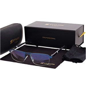 Męskie okulary PREMIUM +1.00 do czytania i komputera Blue Light+Antyrefleks STL260 granat