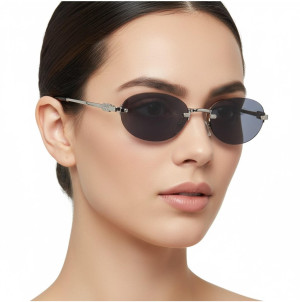 Damskie okulary fotochromowe kat.2-3 przeciwsłoneczne bezramkowe STLF-04A srebrny/czarny
