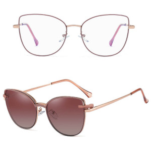2w1 Okulary damskie do komputera + nakładka przeciwsłoneczna na magnes Clip-On 25192D fiolet/złoty
