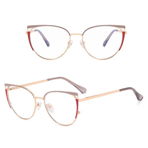 Damskie okulary kocie zerówki do komputera BLUE LIGHT 25158F Złoty/Szary