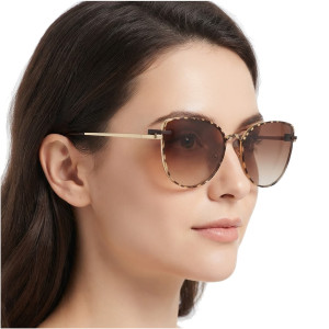 2w1 Okulary damskie do komputera + nakładka przeciwsłoneczna na magnes Clip-On 25192B panterka/złoty