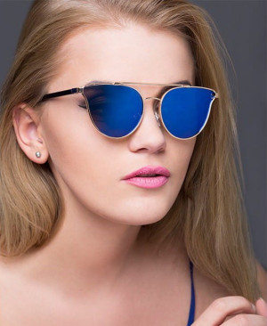 Damskie okulary przeciwsłoneczne Glam Rock Kocie oczy lustrzanki 1475