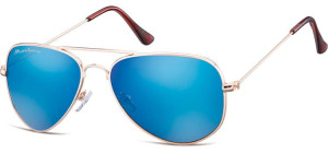 Zloto niebieskie Pilotki okulary lustrzane aviator MS94E