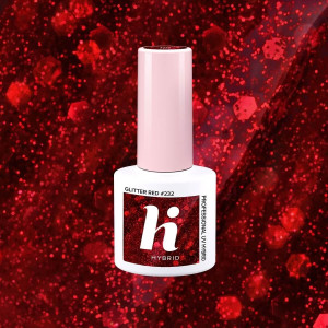 232 hi Hybrid Lakier Hybrydowy Glitter Red 5ml