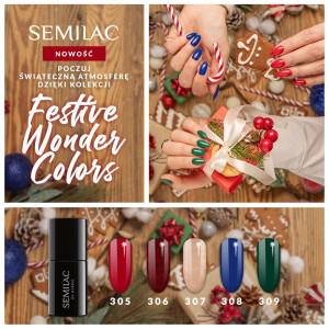 Kolekcja Semilac Festive Wonder Colors (305, 306, 307, 308, 309) - lakiery dostępne również osobno