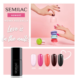 Kolekcja Semilac Love Is In The Nails (390, 391, 392, 393, 394) - lakiery dostępne również osobno