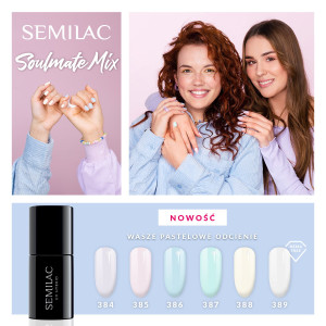 Kolekcja Semilac Soulmate Mix (384, 385, 386, 387, 388, 389) - lakiery dostępne również osobno.
