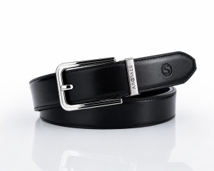Pasek skórzany męski czarny automatyczny z klasyczną klamrą - Modus Belt