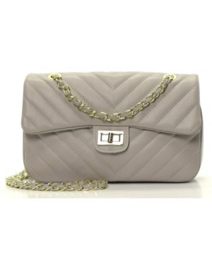 Pikowana chanelka double flap jasny szary