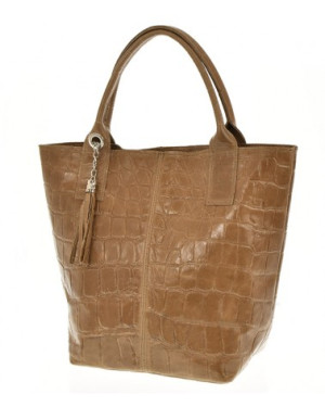 Torebka shopper skóra aligatora taupe