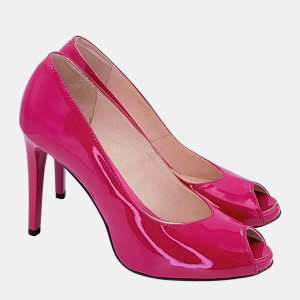 Eleganckie szpilki fuksja na podsuwce BRAVO MODA – skóra lakierowana, obcas 9,5 cm,
