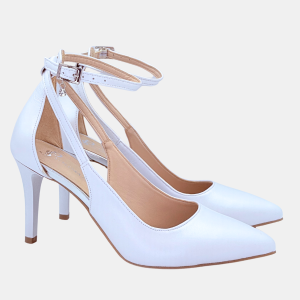 Białe czółenka ślubne ze skóry naturalnej na szpilce 8 cm – Stylowa Para