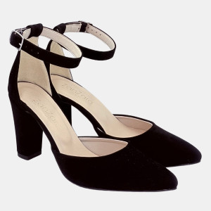 Czółenka czarne zamszowe na słupku 9 cm Zan Zara