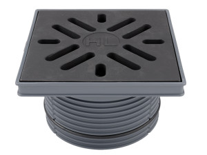 HL Nadstawka d 195mm z ramą z tworzywa sztucznego 240 x240 mm i kratką ściekową z żeliwa 226 x226 mm HL621