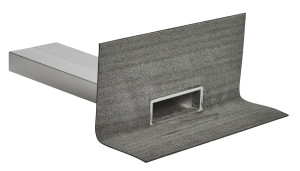 Rzygacz ze stali nierdzewnej z kołnierzem bitumicznym 95x56x600mm zakończenie rury proste 90° Jual