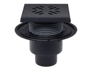 HL Wpust garażowy DN50/75/110 pionowy z kołnierzem przyłączeniowym, syfonem, ramą i rusztem z żeliwa 150x150mm 1,5 t HL310NG