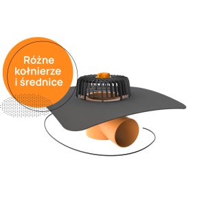 Wpust dachowy poziomy ogrzewany Topwet TWE_V - kołnierze niestandardowe