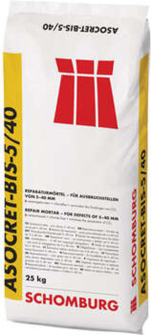 Zaprawa naprawcza do napraw miejscowych i szpachlowania całopowierzchniowego betonu w zakresie grubości od 5 do 40 mm SCHOMBURG INDUCRET-BIS-5/40 25 kg