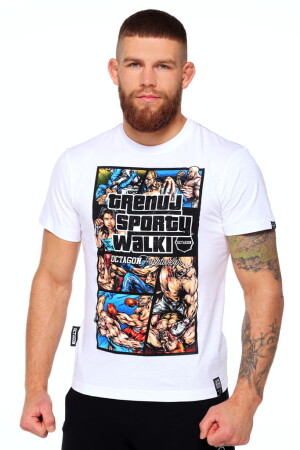 OCTAGON T-SHIRT TRENUJ SPORTY WALKI WHITE
