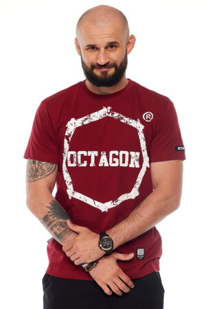 OCTAGON T-SHIRT LOGO SMASH BURGUND