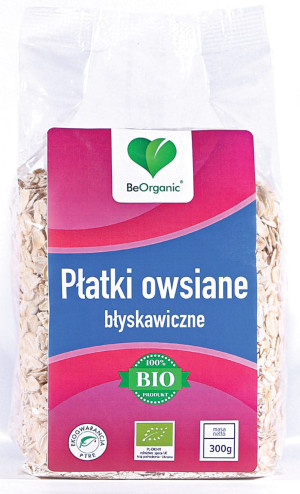 BEORGANIC PŁATKI OWSIANE BŁYSKAWICZNE 300G EKO