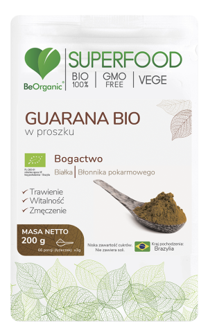 BEORGANIC GUARANA BIO W PROSZKU 200G